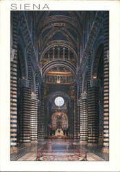 Siena Cathedral Nave Interior with Striped Columns Postcard