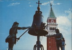 The Mori Statues Striking Bell, Clock Tower, Venice Postcard