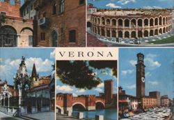 Verona City Views with Arena and Ponte Pietra Postcard