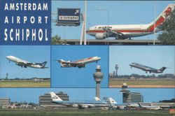 Amsterdam Airport Schiphol Airplanes and Views Postcard