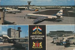 Amsterdam Schiphol Airport with Finnair Aircraft and Terminal Views Postcard