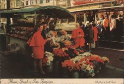 Flower Stand - San Francisco Cable Car Scene Postcard
