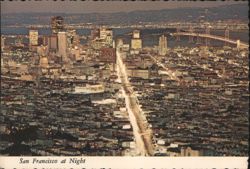 San Francisco at Night with Bay Bridge Postcard