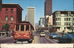 Cable Cars Atop Nob Hill with San Francisco Skyline Postcard