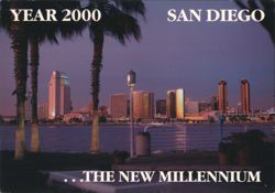 San Diego Skyline at Dusk from Coronado, New Millennium Postcard