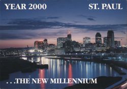 Year 2000 St. Paul Skyline, Mississippi River Postcard