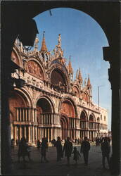 St. Mark's Basilica Facade Viewed Through Archway Postcard