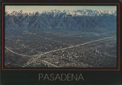 Pasadena Aerial View with San Gabriel Mountains Postcard