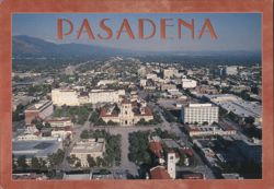 Pasadena, California Aerial View with Mountains Postcard