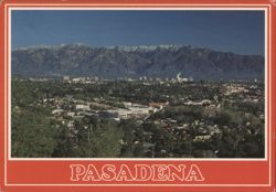 Panorama of Pasadena with Snow-Brushed San Gabriel Mountains Postcard