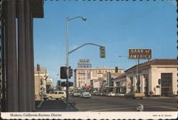 Modesto, CA Central Business District Postcard