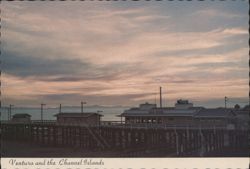 City Pier, Ventura with Channel Islands at Sunset Postcard