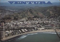 VENTURA - Aerial View of West Side, Foothills & Ocean Postcard
