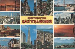 Greetings from San Francisco Collage of Landmarks Postcard