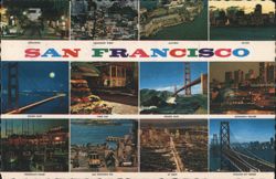 San Francisco Multi-View: Golden Gate, Chinatown, Alcatraz Postcard