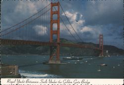 Royal Yacht Britannia Sails Under Golden Gate Bridge Postcard