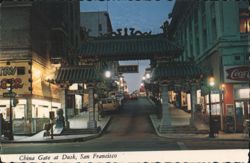 China Gate at Dusk, San Francisco Postcard
