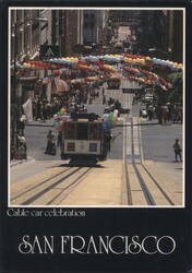 San Francisco Cable Car Celebration with Balloons Postcard
