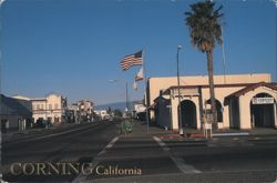 Street Scene in Corning, California Postcard
