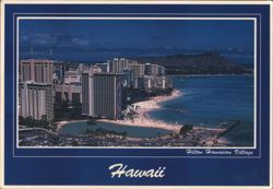 Hilton Hawaiian Village, Waikiki Beach and Diamond Head Postcard