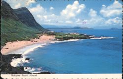 Makapuu Beach, Oahu, HI - Mountain and Ocean View Postcard