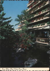 Kona Hilton Hotel Pond with Colored Carp and Reflections Postcard