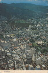 Honolulu Aerial View with State Capitol and Punchbowl Postcard