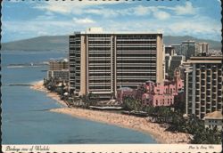 Birdseye view of Waikiki Beach with Hotels Postcard
