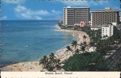 Waikiki Beach and Hotels Postcard