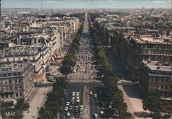 Champs-Élysées from Arc de Triomphe Summit, Paris Postcard