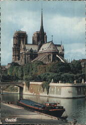Notre Dame Cathedral over the Seine River, Paris Postcard