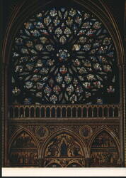 Sainte Chapelle - Grande Rose Window and Lower Interior Postcard