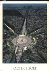 Arc de Triomphe Aerial View Paris France 1997 Postcard Postcard