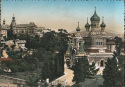 Russian Church & Lycée, Imperial Park, Nice Postcard