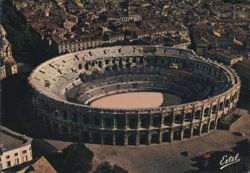Aerial View of the Roman Arènes de Nîmes Postcard