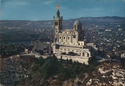 Notre-Dame de la Garde, Marseille, Aerial City View Postcard