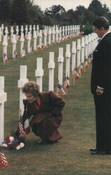 Reagan Pays Homage at Omaha Beach, Normandy D-Day Cemetery Postcard