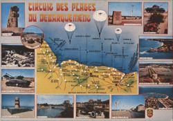Normandy D-Day Landing Beaches Circuit Map & Scenes Postcard