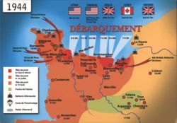 1944 D-Day Landings Map, Normandy Postcard