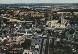 Pontchâteau Aerial View with Prominent Church Postcard