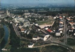 Pontchâteau Aerial View with Church and River Postcard