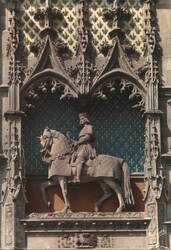 King Louis XII and Porcupine Statue, Blois Castle Gate Postcard