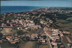 Aerial View of Biarritz and Bidart Coastline Postcard