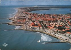 Aerial View of Saintes-Maries-de-la-Mer Coastal Town Postcard