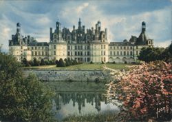 Château de Chambord Reflected in Water, Loir-et-Cher Postcard