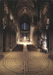 Chartres Cathedral Interior: The Labyrinth, 13th Century Postcard