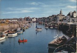 Le Croisic Harbor, Church, and Old Houses Postcard