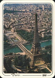 Eiffel Tower, Seine River, and Palais de Chaillot, Paris Postcard