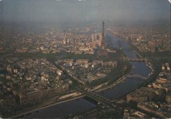 Aerial View of Paris with Eiffel Tower and Seine River Postcard