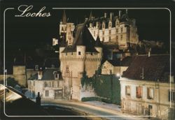 Château de Loches, Royal Lodge and Cordeliers Gate at Night Postcard